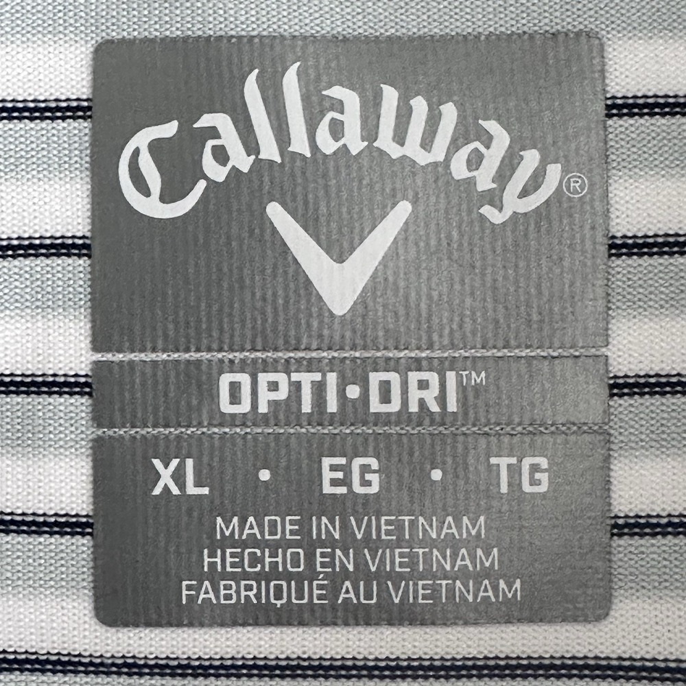 Callaway Opti-Dri Black/Gray Stripe White Golf Shirt XL Short Sleeve Activewear - Picture 13 of 14